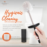 Autumn Alley Farmhouse Bathroom Trash Can and Toilet Brush Set - Rustic Bathroom Accessories for Charming Bathroom Décor, Matte Black Heavy Gauge Metal Autumn Alley