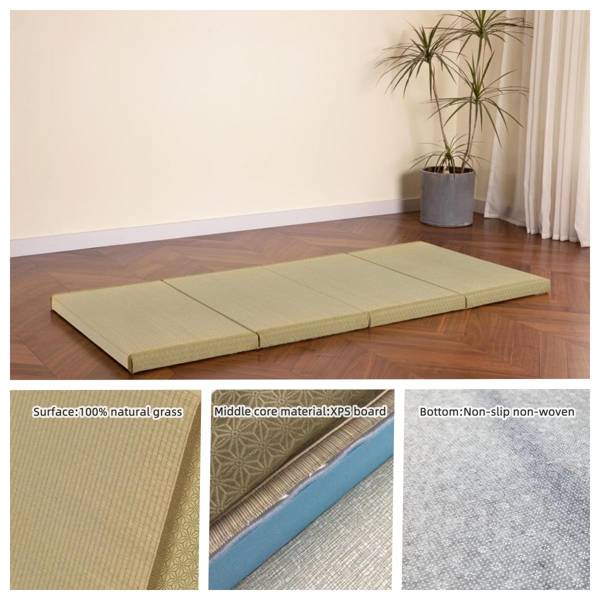 MustMat Tatami Mat Thick Japanese Floor Mattress Rush Grass Tatami Bed Twin 35.4" x 78.7" x 1.8" MustMat