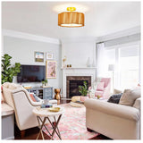 Rattan Ceiling Light Fixtures flush mount,Boho Ceiling Light,Semi Flush Mount Ceiling Light,Small Rattan chandelier for bedroom,Nursery Light Fixture,Drum Light Fixture,Rattan Mini Chandelier Jolydoly