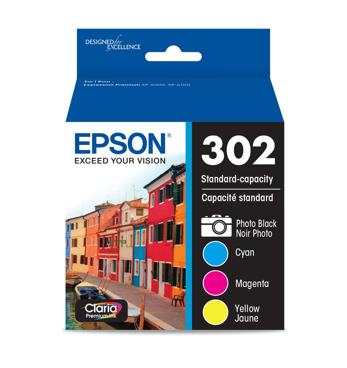 EPSON 302 Claria Premium Ink Standard Capacity Color Combo Pack (T302520-S) Works with Expression Premium XP-6000, XP-6100 Epson