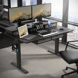 ExaDesk Electric Standing Widened Desk 63 * 30 Inches Adjustable Height with 4 Drawers, Double Storage Shelves Stand Up Desk, Home Office Workstation Sit Stand up Desk (Classical Black) ExaDesk