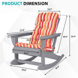 Sundale Outdoor Adirondack Rocking Chair with Cushion, HDPE Patio Plastic All Weather Adirondack Rocker, Water Resistant for Outside, Garden, Pool, Yard, Grey Sundale Outdoor