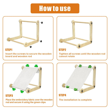 2 Pack Adjustable Wooden Embroidery Stands for Cross Stitch, Tabletop Hoop Holder with 2 Sizes Rods Tapestry Needlepoint Lap Natural Wood Frame for Sewing & Quilting wdbg