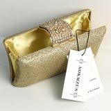 Ladies' Water Diamond Evening Handbag, Sparkling ballroom shoulder bag, fashionable wallet, wedding dress bag suitable for weddings, birthday parties, dances, cocktail parties (Champagne color) AOKMZUS
