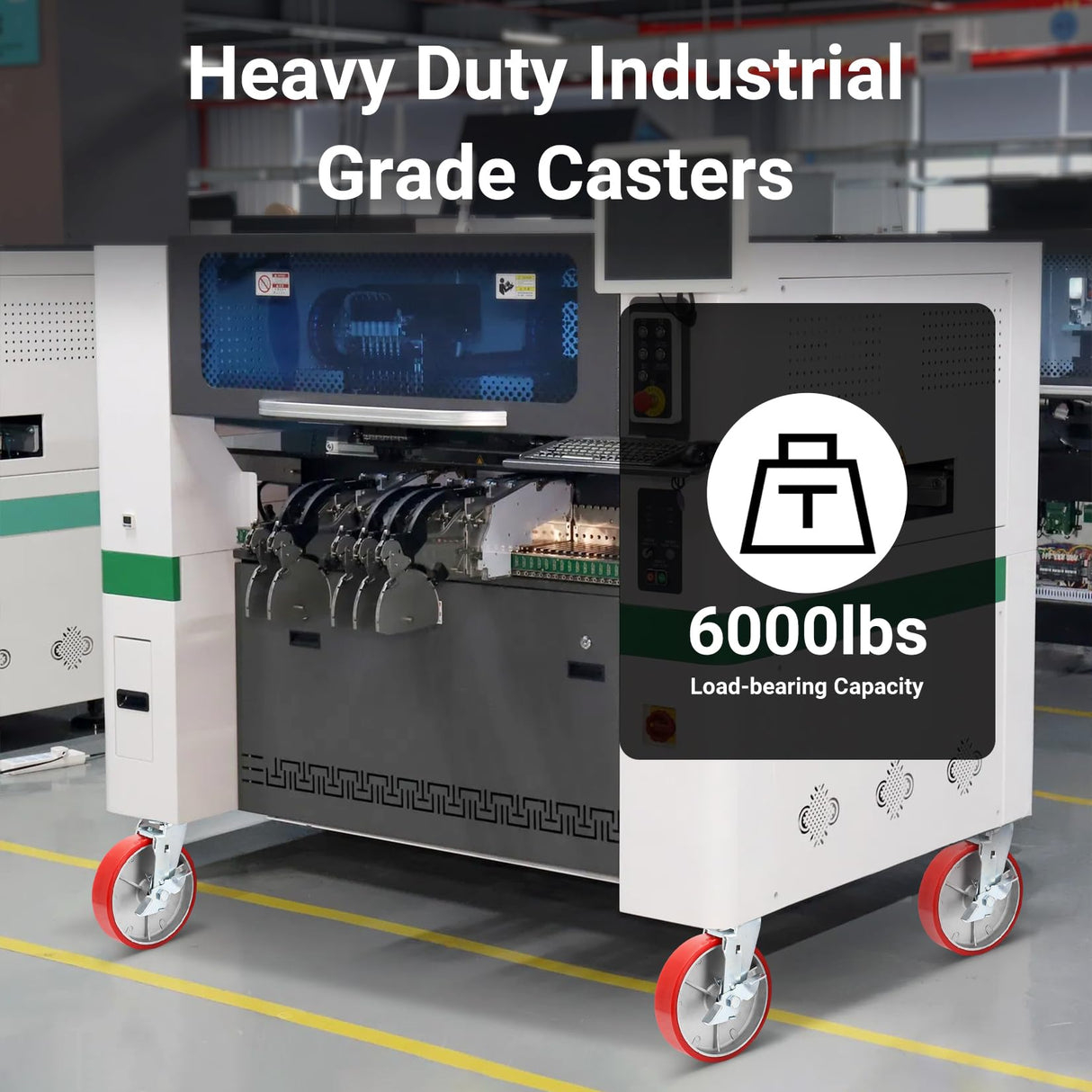 Nefish 8 Inch Heavy Duty Industrial Grade Casters Wheels, Aluminum Core PU Castor Set of 4, Durable Plate Swivel Casters with Brake 6000 LBS, Anti-Corrosion Wheels for Industrial, Equipment Nefish