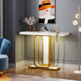 Tribesigns Modern Gold White Console Table with LED Lights, 41.3 Inch Entryway Hallway Foyer Accent Table with Faux Marble Veneer for Living Room, Entrance Tribesigns