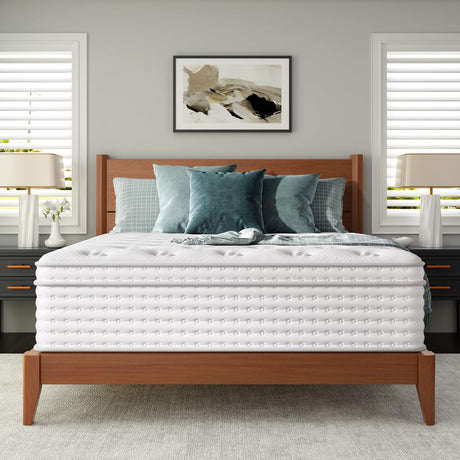 FP FLEXPEDIC Full Mattress, 14 Inch Cooling Gel Memory Foam Mattress, Breathable Hybrid Pocket Spring Firm 7-Zone Matelas, Pressure Relief, Fiberglass-Free & CertiPUR-US, No Odor FP FLEXPEDIC