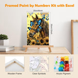 MOGTAA Horse Paint by Numbers Kit for Adults Beginners with Frame, Flowers Adult Paint by Number Kits on Canvas with Easel, Easy DIY Butterfly Oil Painting Kits for Home Decor, 8x12in MOGTAA