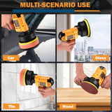 CJC Buffer Polisher - 110V 600W Variable Speed Polisher Machine - Random Orbital Polisher Buffer,For Floor,Car,Furniture,Metal for waxing and polishing with Professional Buffing and Polishing Kit cjc