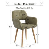 GOOLON Home Office Desk Chair Set of 1, Corduroy Fabric Vanity Chair for Makeup with Hollow Backrest, Comfy Armchair Wood Frame with Strudy Metal Legs, Dark Green GOOLON