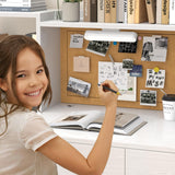 RUPOLX White Kids Desk and Chair Set for 5-12 Year Old,Kids Study with 3-Color Lights,Childrens Computer Desk with 4 Drawers, Kids Study Table with Storage Shelf -D-40 RUPOLX