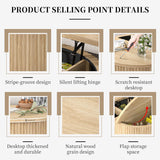 Fsbecl Round Fluted Lift Top Coffee Table with Storage, 34.6'' Farmhouse Round Coffee Tables for Living Room, Circle Wood Accent Center Table for Home, Office, Cafe (Wood Color) Fsbecl