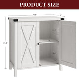 GarveeHome Farmhouse Sideboard Buffet Cabinet, Small Storage Cabinet with 2 Doors and Adjustable Shelves, Accent Entryway Console Cupboard for Living Room, Dining Room, White GarveeHome
