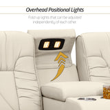 Qualitex De Leon RV Loveseat w/Storage Console, Ultimate Leather, Heat and Massage, Power Recline, Bisque Qualitex