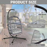 CHABATREE Egg Chair with Stand,Patio Rattan Wicker Hanging Swing Egg Chair Hammock Chair for Bedroom Porch Garden,Thickened Aluminum Alloy Steel Frame and UV Resistant Cushion,350LBS Capacity CHABATREE