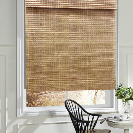 LANTIME Wood Window Roman Shades, Bamboo Light Filtering Roman Shades Blinds, Easy Installation for Home and Garden, Pattern 3 LANTIME