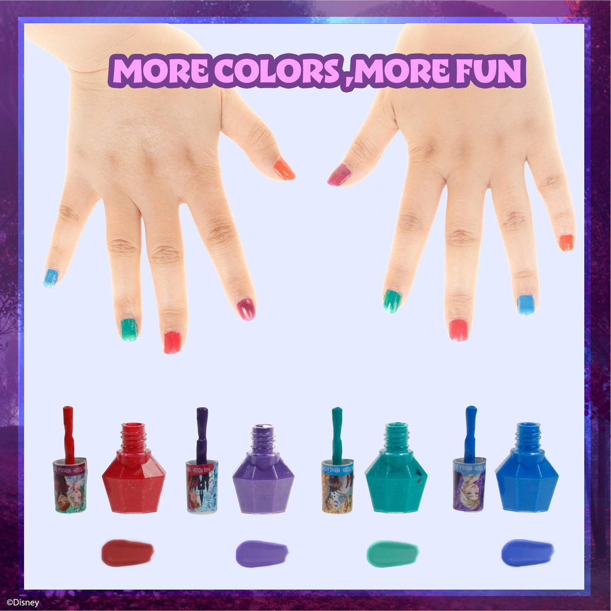 Townley Girl Disney Frozen Non-Toxic Peel-Off Nail Polish Set with Shimmery and Opaque Colors with Nail Gems for Girls Ages 3+, Perfect for Parties, Sleepovers and Makeovers, 18 Pc Set Townley Girl