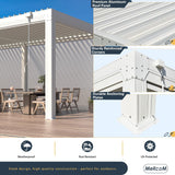 MELLCOM 10x20FT Louvered Pergola with 6-Panel Pull-Down Screen, Aluminum Pergola with Adjustable Rainproof Roof for Patio, Lawn & Garden, White MELLCOM