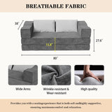 Folding Sofa Bed - 80" Convertible Couch Bed with 2 Pillows, Fold Out Couch, Foam Spring Floor Mattress, Futon Couch, King Size Bed Mattress for Living Room/Dorm/Guest Room/Home Office (Gray, 80") CAPCAEK