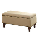 Homepop Home Decor | Upholstered Storage Bench with Nailhead Trim | Ottoman with Storage for Living Room & Bedroom | Decorative Home Furniture (Tan ) Large HomePop