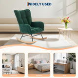 Rocking Chair Nursery Teddy, Upholstered Baby Fluffy Glider Rocker for Adults Small Spaces Indoor, Nursing Chairs for Living Room, Bedroom, Classroom(DarkGreen) GarveeHome
