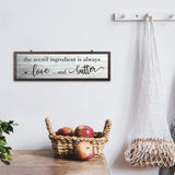 Jetec The Secret Ingredient Is Always Love and Butter Sign Funny Wood Kitchen Sign Funny Farmhouse Wall Decor Rustic Kitchen Wall Decoration, 15.7 x 4.7 Inch(White) Jetec