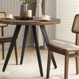 Comfy to go Round Dining Table, 31.5" Small Kitchen Table for 2-4 Person, Mid Century Modern Dining Table with 1.4" Thickness Wood Grain Tabletop for Dining, Living Room, Small Space (Rusty Brown) Comfy to go