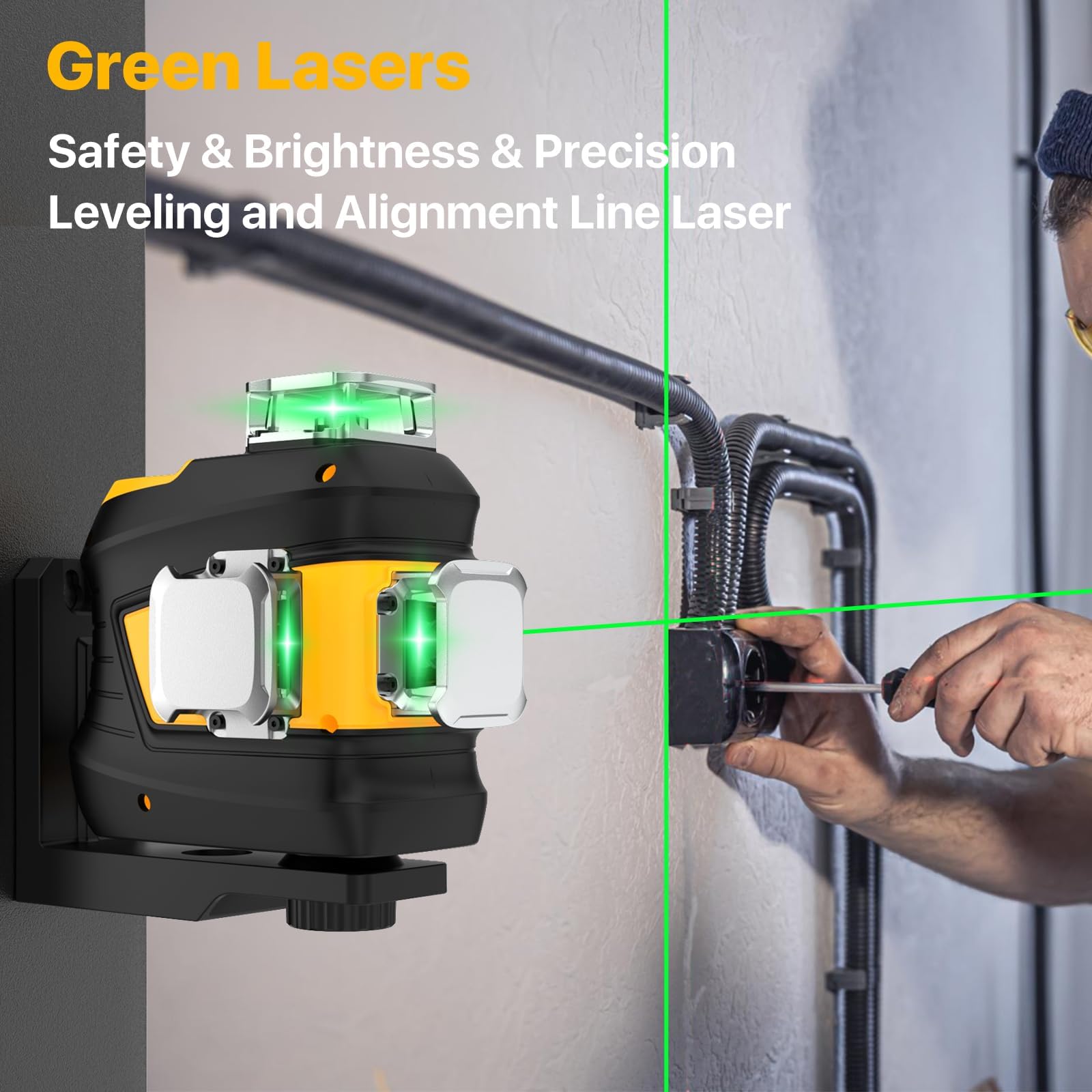 Laser Level 360 Self Leveling,DEGLASERS 3x360 Green Cross Line Laser Level for Construction and Picture Hanging with Rechargeable Battery(30Hrs), Remote Control, Magnetic Bracket, Portable Ba - WoodArtSupply