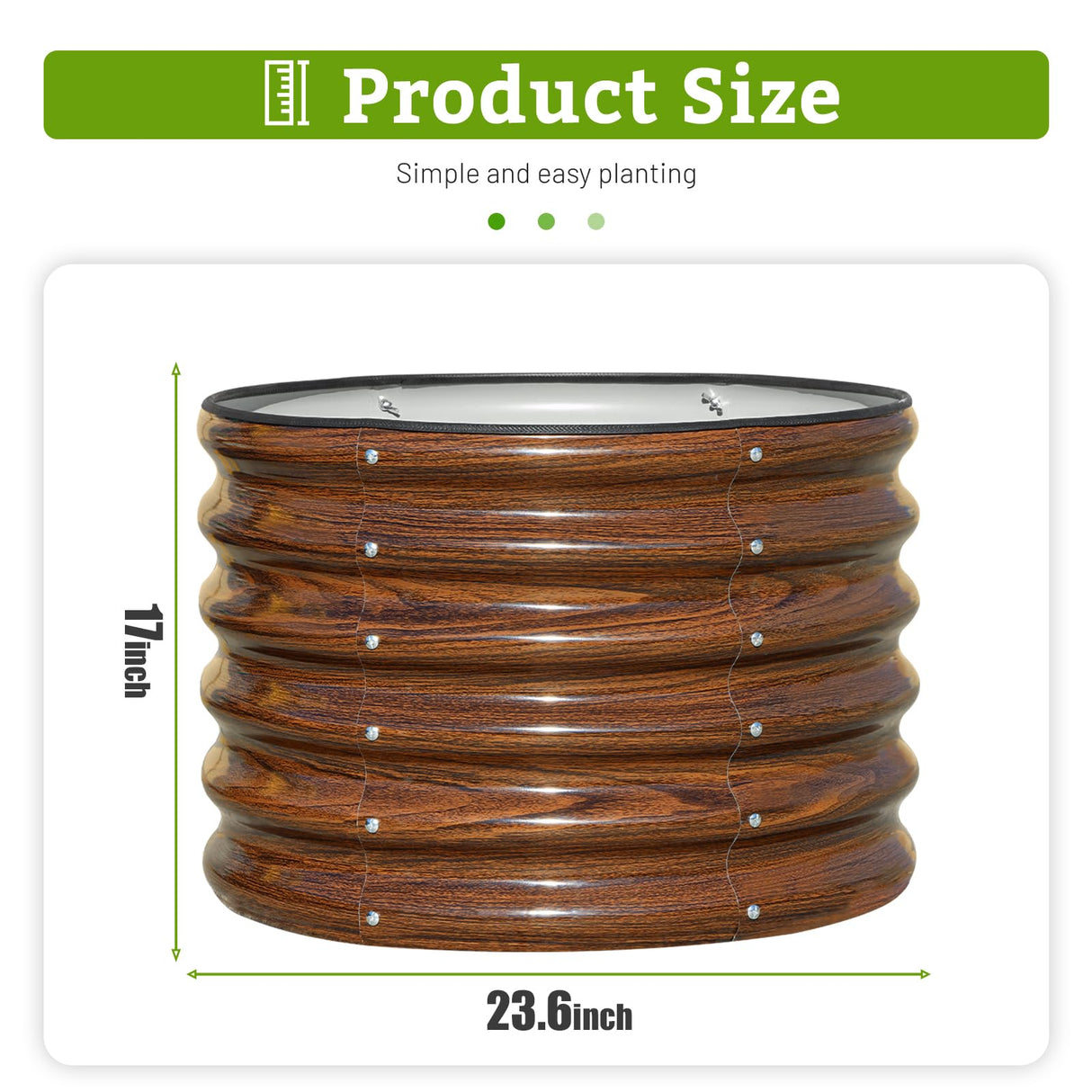 SnugNiture Raised Garden Bed, 2 PCS 2×2×1.5ft Round Galvanized Outdoor Planter Box, 17" Tall Deep Metal Garden Bed Kit for Planting Vegetables, Fruits, Flowers, Brown SnugNiture