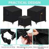 Kovshuiwe 3 Piece Outdoor Veranda Patio Garden Furniture Cover Set with 600D Oxford Fabric Durable and Water Resistant Fabric, Fit Outdoor Wicker Patio Furniture Sets/Rattan Chair Sets（only Cover） Kovshuiwe