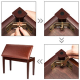 Bonnlo Brown Duet Piano Bench with Storage Compartment and Thick Cushion Hinged top Artist Duet Seat Bonnlo