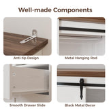 IRONCK Armoire Wardrobe Closet with 4 Drawers,71" Wardrobe Cabinet with Sliding Barn Doors, Tall Clothing Storage Cabinet with Hanging Rod and Shelves for Bedroom, White IRONCK