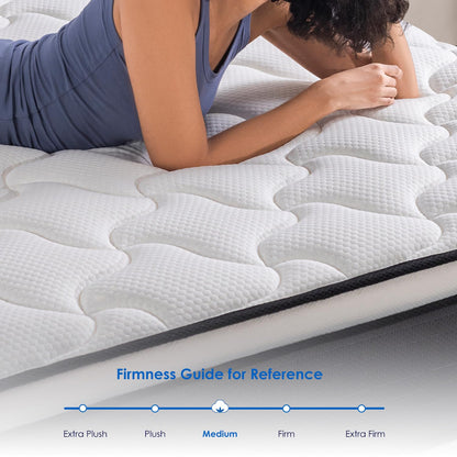 QUEEN ROSE King Mattress, 10 Inch King Size Hybrid Mattress in a Box, Gel Memory Foam & Individually Pocket Innerspring Bed Mattress, Medium Firm CertiPUR-US Certified & Fiberglass Free