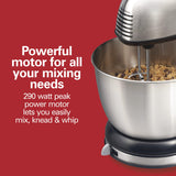 Hamilton Beach Classic Stand and Hand Mixer, 4 Quarts, 6 Speeds with QuickBurst, Bowl Rest, 290 Watts Peak Power, Black and Stainless Hamilton Beach