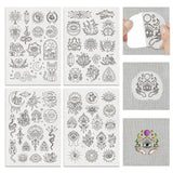 BENECREAT 4Sheets 63Pcs Water Soluble Embroidery, 11.7x8.3inch Devil's Eye Pattern Transfers Water Soluble Stabilizer for Embroidery Stick and Stitch Embroidery Designs BENECREAT