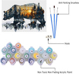 Apcufir Forest Bear Paint by Numbers for Adults,Animals Paint by Numbers on Canvas,DIY Oil Painting by Numbers Kits for Home Wall Decor 16X20 Inch Apcufir