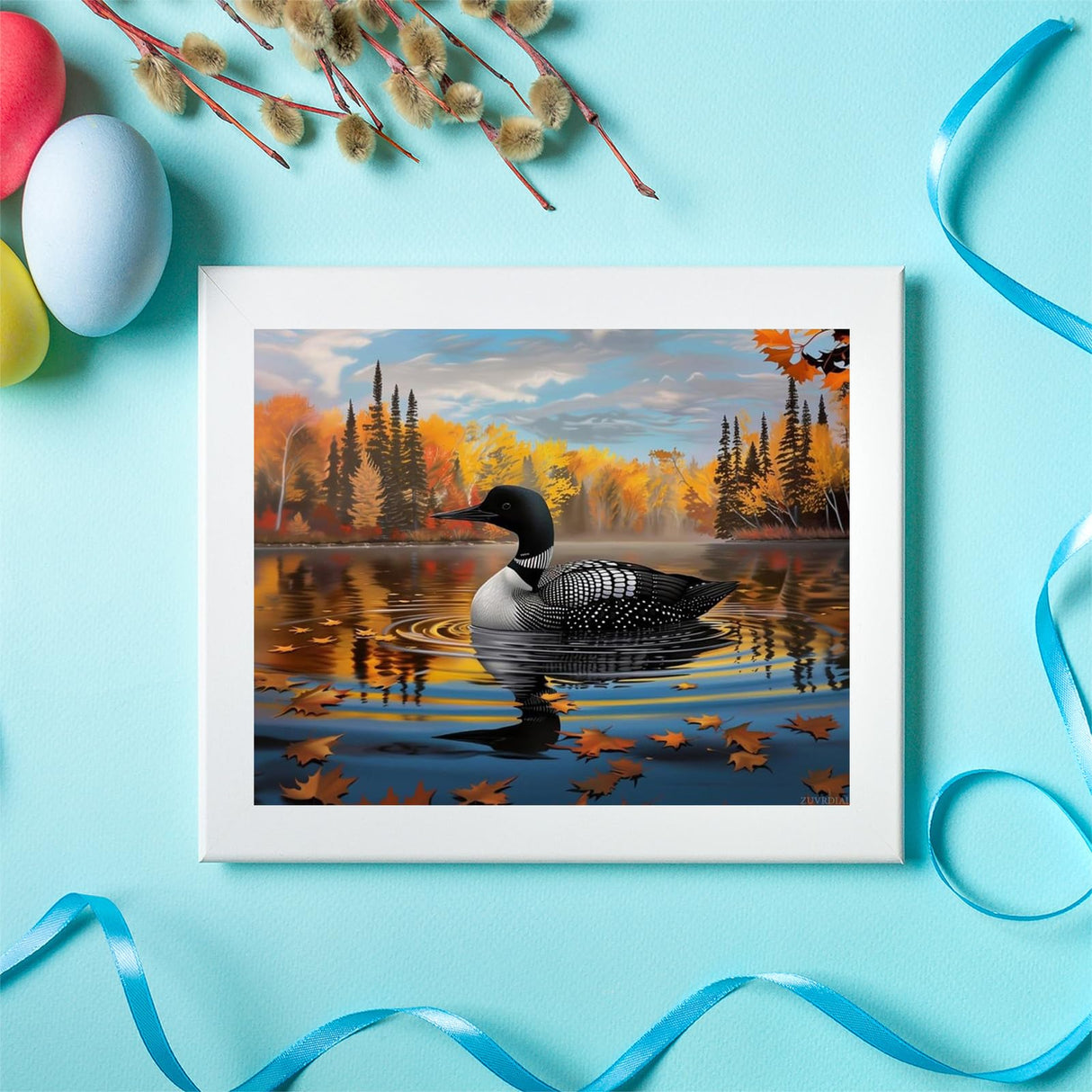 ZUVRDIAI Loons Swimming Lake Paint by Numbers Kit Paint by Numbers DIY Acrylic Drawing Paintworks Artwork Adults Beginners 16 x 20Inch ZUVRDIAI
