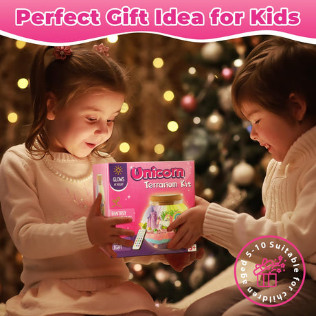 JOYEEMAX Unicorn Light-Up Terrarium Kit for Kids - LED Night Light Birthday Gift for Girls Ages 4 5 6 7 8-12 Year Old - Unicorn Toys for Girls - DIY Arts and Crafts Kit for Kids - Best Girls Presents JOYEEMAX