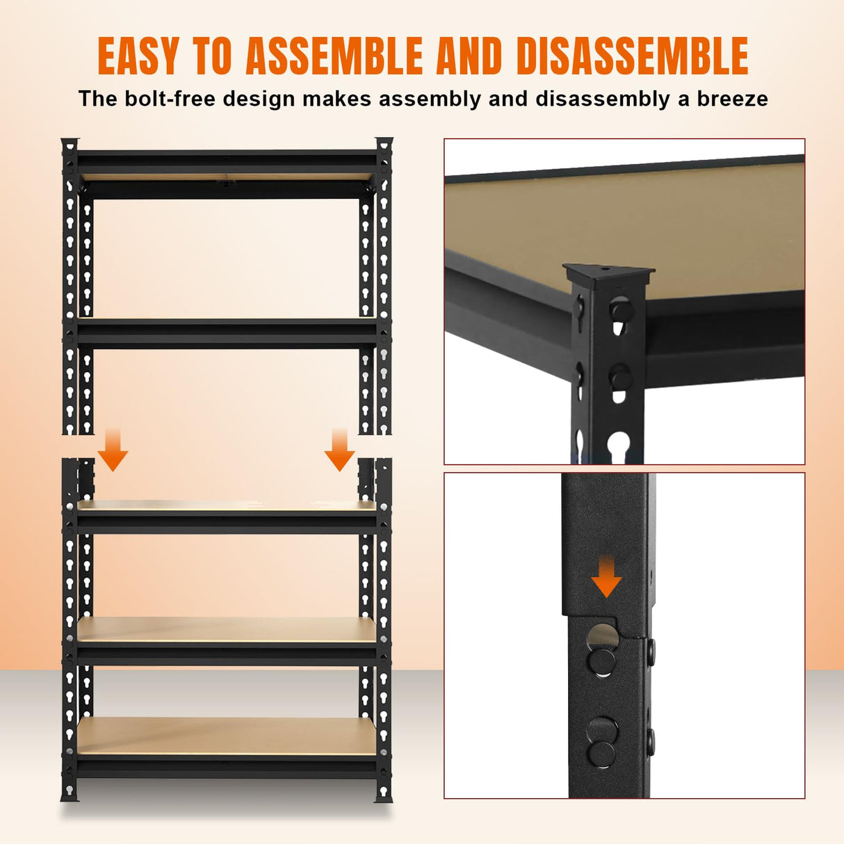 BIG RED Storage Shelving Unit, 5-Tier Adjustable, Heavy Duty Metal Garage Shelves/Utility Rack for Kitchen, Pantry, Basement, Bathroom, Laundry - 2,000 lbs Capacity, Black, 72" H x 35" W x 12" D BIG RED