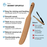 FAAY Skinny Spurtle – Sourdough Mixer & Bread Stirring Spatula | Ideal for Dough Whisking, Mixing, Jar Scraping, & Reaching Bottom | Teak Utensil Tools for Starter, Baking, Sour dough Gift FAAY