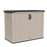 Patiowell 26 cu.ft Plastic Outdoor Storage Shed, Lockable Waterproof Resin Outdoor Storage Cabinet Tool Shed for Garden Tools, Garbage Cans, Pool Supplies, Beige(Not Include Shelves) Patiowell
