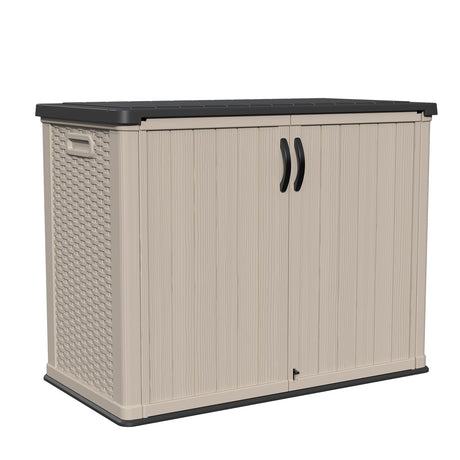 Patiowell 26 cu.ft Plastic Outdoor Storage Shed, Lockable Waterproof Resin Outdoor Storage Cabinet Tool Shed for Garden Tools, Garbage Cans, Pool Supplies, Beige(Not Include Shelves) Patiowell