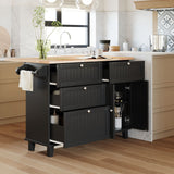 Bellemave 3 Piece Kitchen Bar Table Set Kitchen Island Set with 2 Stools and Drop Leaf, Island Table Set with Seating, Storage Cabinet, Drawers and Towel Rack (Black) Bellemave