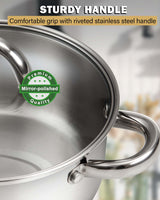 Cook N Home Kitchen Cookware Sets, 12-Piece Basic Stainless Steel Pots and Pans, Silver Cook N Home