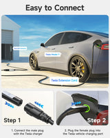 32A EV Charger Extension Cord for Tesla Charger, 21ft EV Extension Cable for Level 1/2 Tesla Home Chargers/Tesla Wall connectors, Max 240V 7.68kW NACS Extension Cable for Tesla Y/X/3/S/Cyber-truck SEGUMA