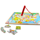 USA Magnetic Wand Map Puzzle - Wood Toy Bundle with Magnetic Wood United States Jigsaw for Boys and Girls Plus Stickers, More | Magnetic Puzzle Map Bendon