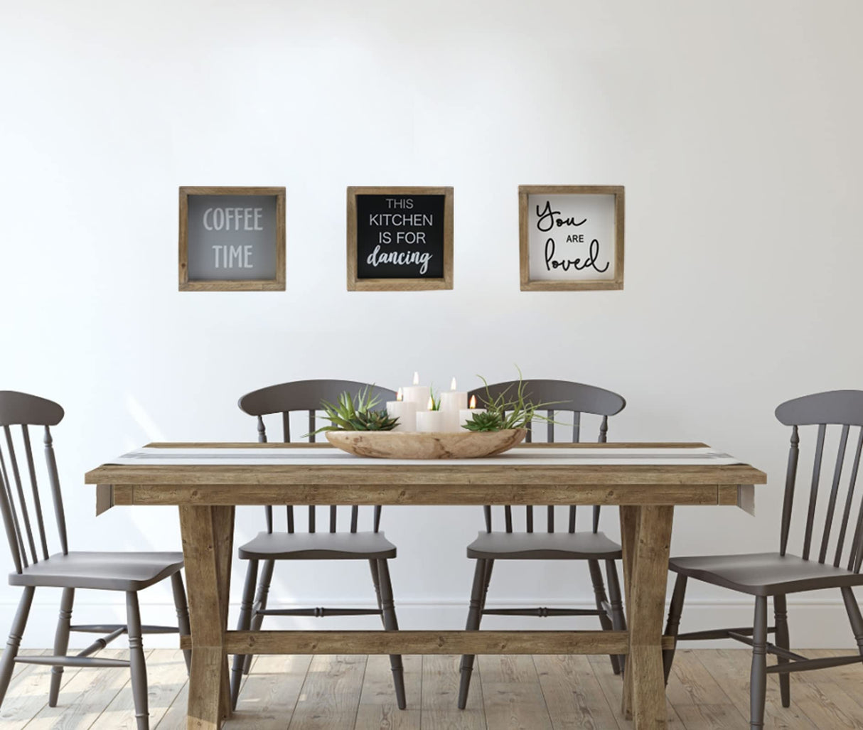 Joy Choice 8x8inch Kitchen Signs Wall Decor Farmhouse, You Are Loved Wooden Signs Personalized, Home Table Sign With Solid Wood Frame. Joy Choice