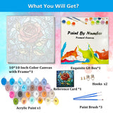 Artunion Framed Paint by Numbers Kit for Adults Beginners & Kids Ages 8-12,Red Rose Flower Paint by Number with Frame, Stained Glass Paint by Numbers Kit on Canvas 10 * 10 Inch Without Easel Artunion