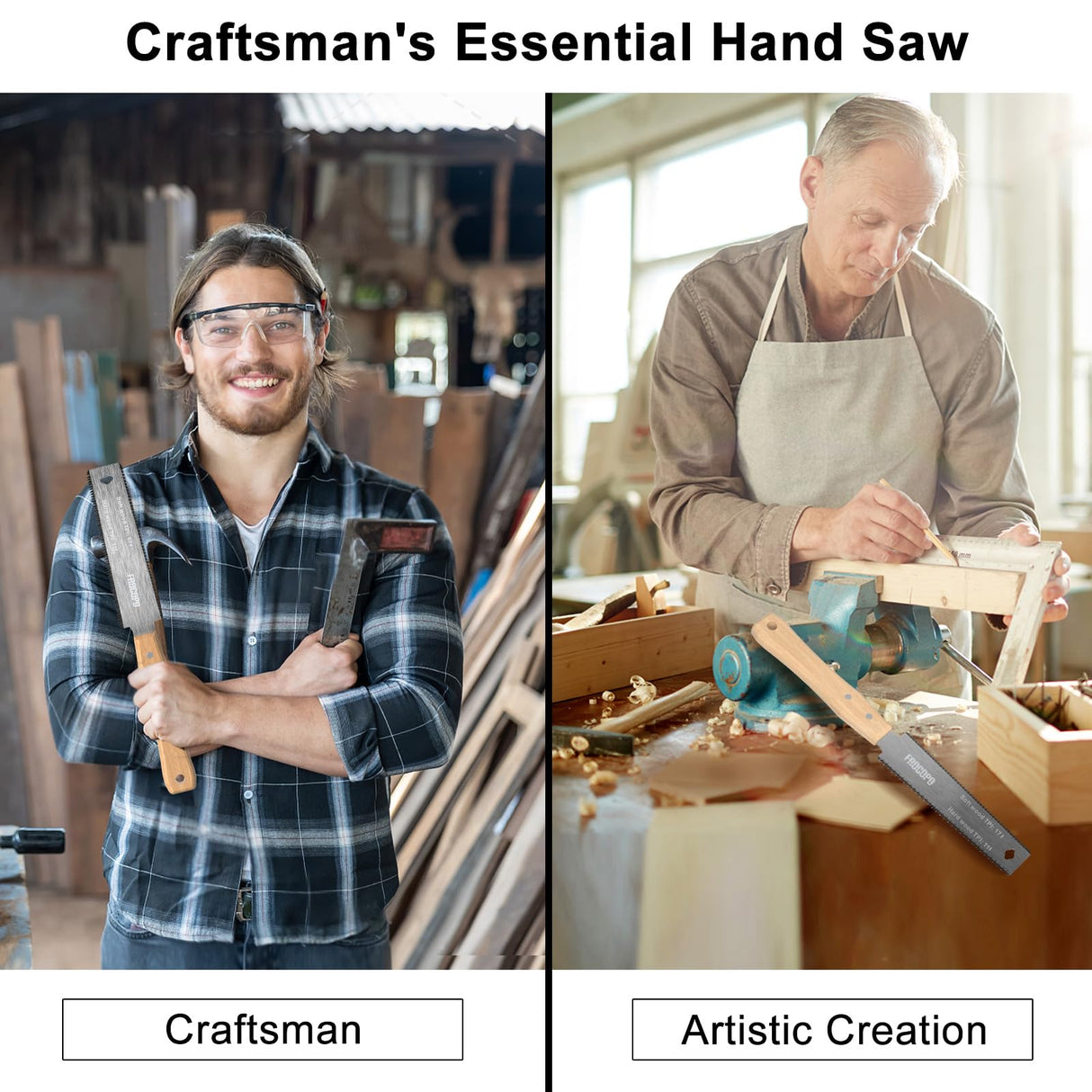 Frocopo Hand Saw Woodworking Tools, 6-Inch Pull Saw, Flexible Double-Edge Blade 17/11 TPI, Japanese Flush Cut for DIY Craft, Non-Slip Wood Handle, Sharp & Lightweight for Woodworking and Garden Trim Frocopo