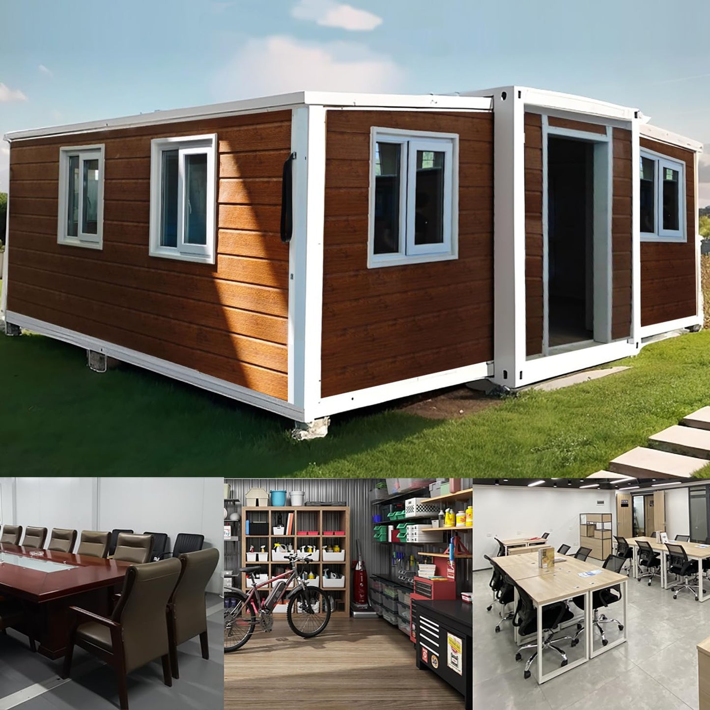 Expandable Prefab House Tiny Homes to Live in for Adults Mini Foldable Container House Mobile Home Modular Homes Mini Live Houses Shed Outdoor Storage Box for Bike Tool - WoodArtSupply